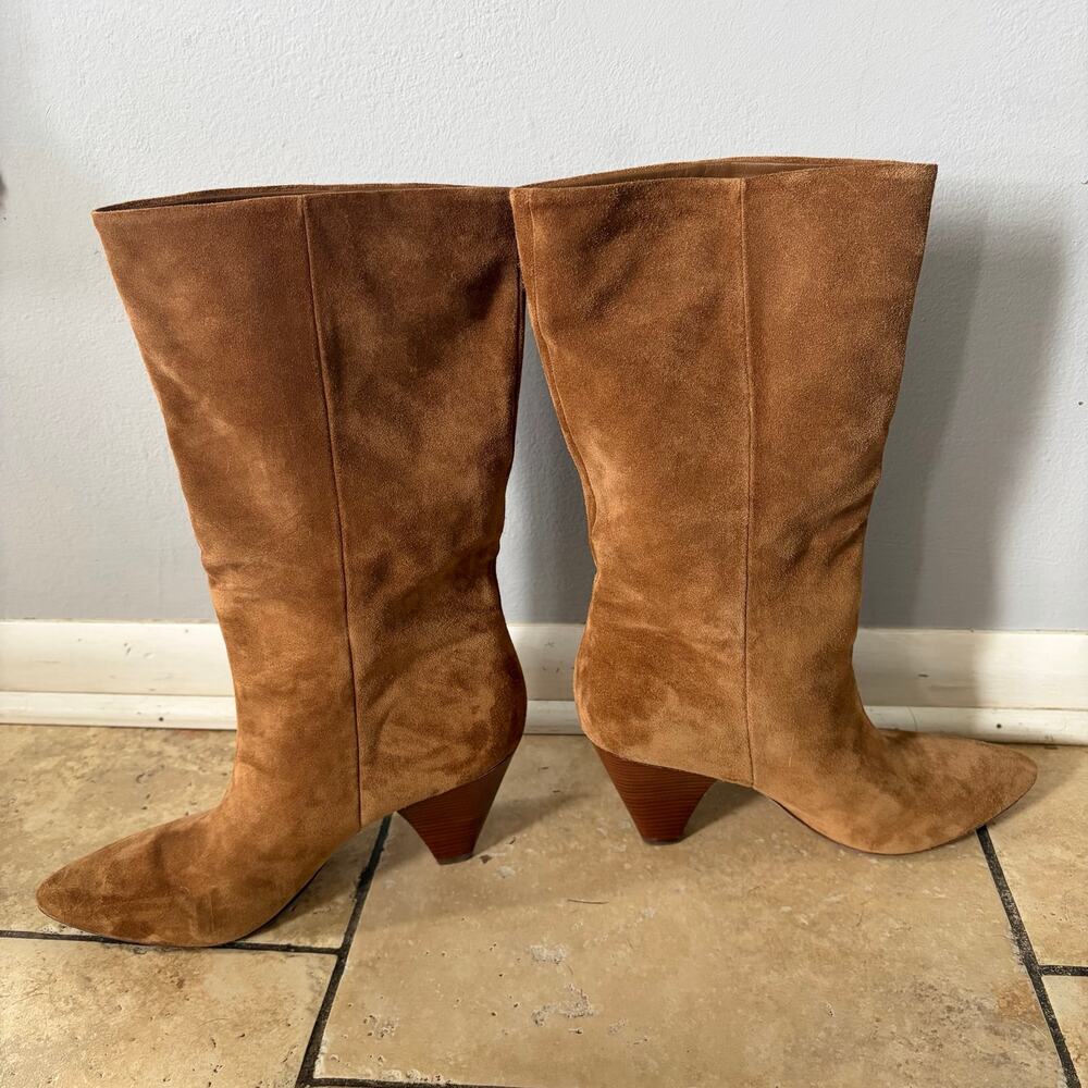 Veronica Beard Blondie Slouchy Suede Mid Boots In Hazelnut 9M - Picture 6 of 12